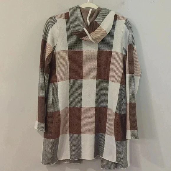 Joie Hooded Open Cardigan Sweater Plaid size Small - Picture 6 of 10